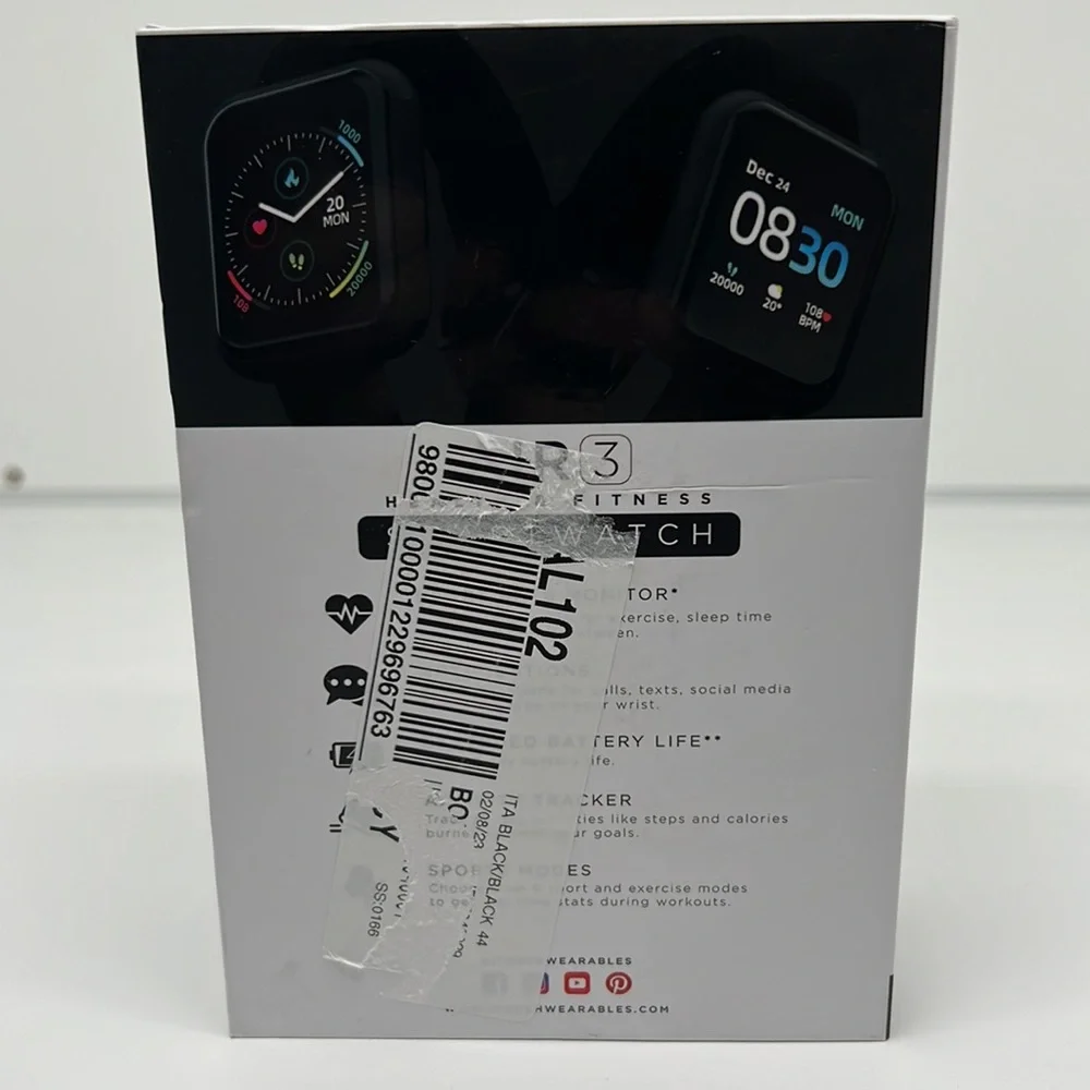 ITOUCH Air 3 Unisex Heart Rate Black Strap Smart Watch 44mm